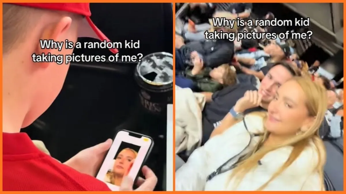 Woman goes to football game, then discovers the kid sitting in front of her brazenly violating her privacy