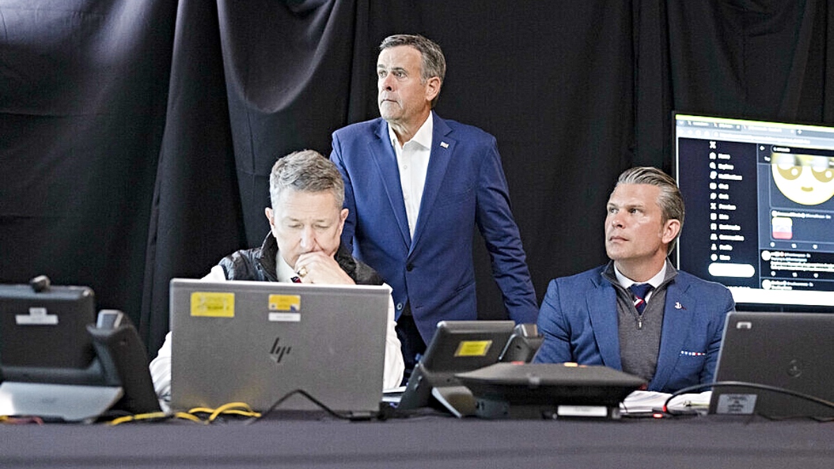 Situation room computer shows X search for Venezuela