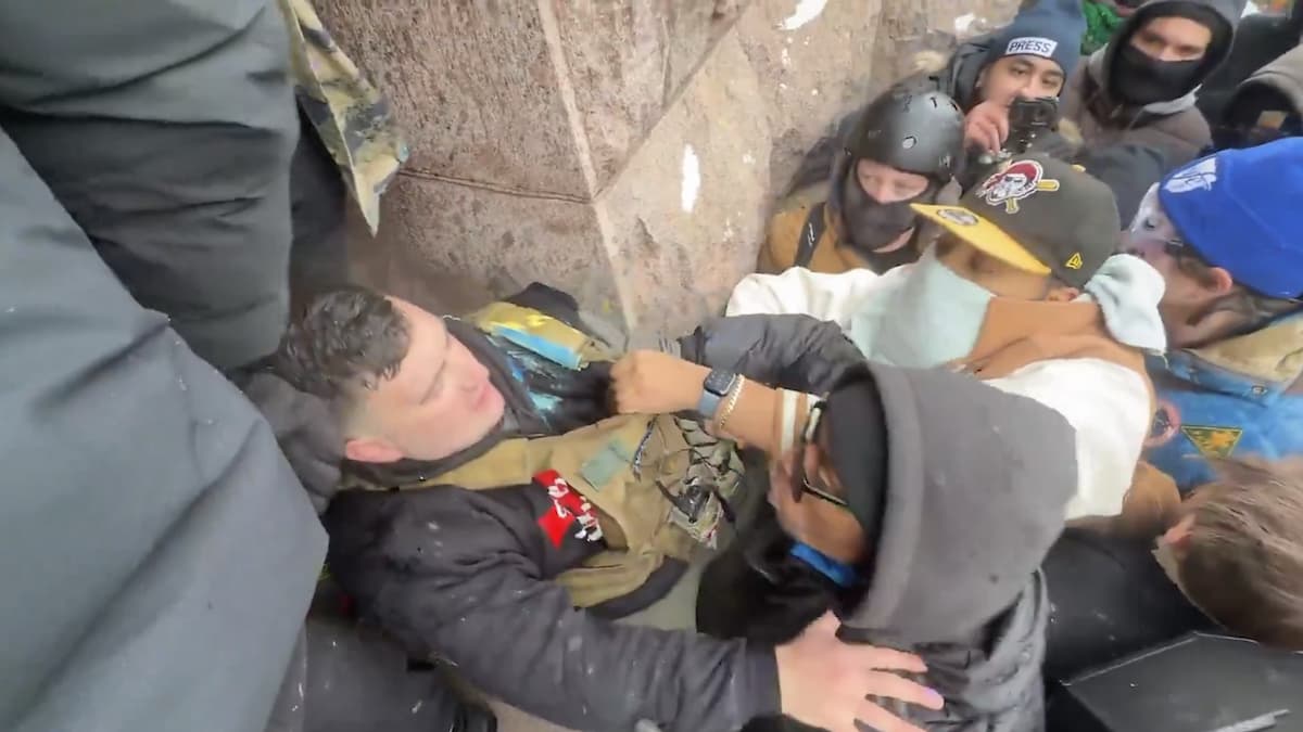 Jake Lang and protesters