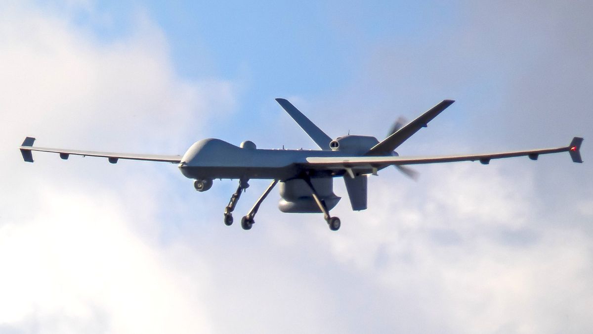 CBP Predator B Drone San Angelo Regional Airport Border Surveillance Drone operated by U.S. Customs Border Patrol