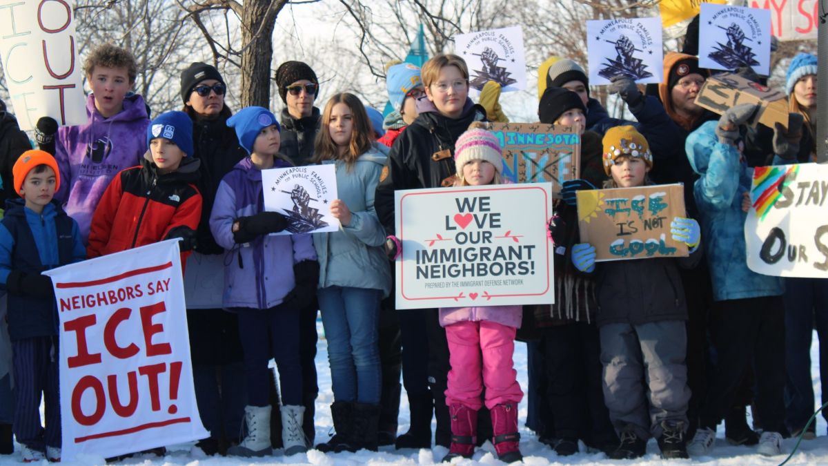 inneapolis Families for Public Schools press conference calling for ICE out of Minnesota at Lake Hiawatha Park
