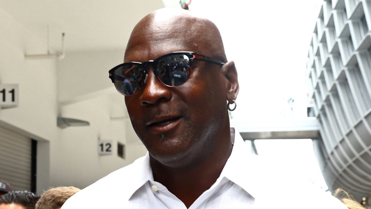 Basketball legend Michael Jordan walks in the Paddock prior to the F1 Grand Prix of Miami at the Miami International Autodrome on May 08, 2022 in Miami, Florida. (Photo by Mark Thompson/Getty Images)