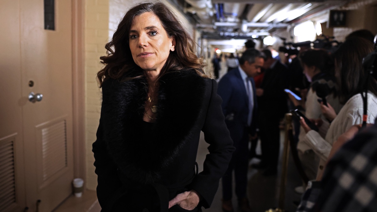 WASHINGTON, DC - DECEMBER 20: Rep. Nancy Mace (R-SC) heads for a House Republican caucus meeting in the basement of the U.S. Capitol on December 20, 2024 in Washington, DC. Following the two-hour meeting, Speaker of the House Mike Johnson announced an agreement on a continuing budget resolution, saying, "We will not have a government shutdown."