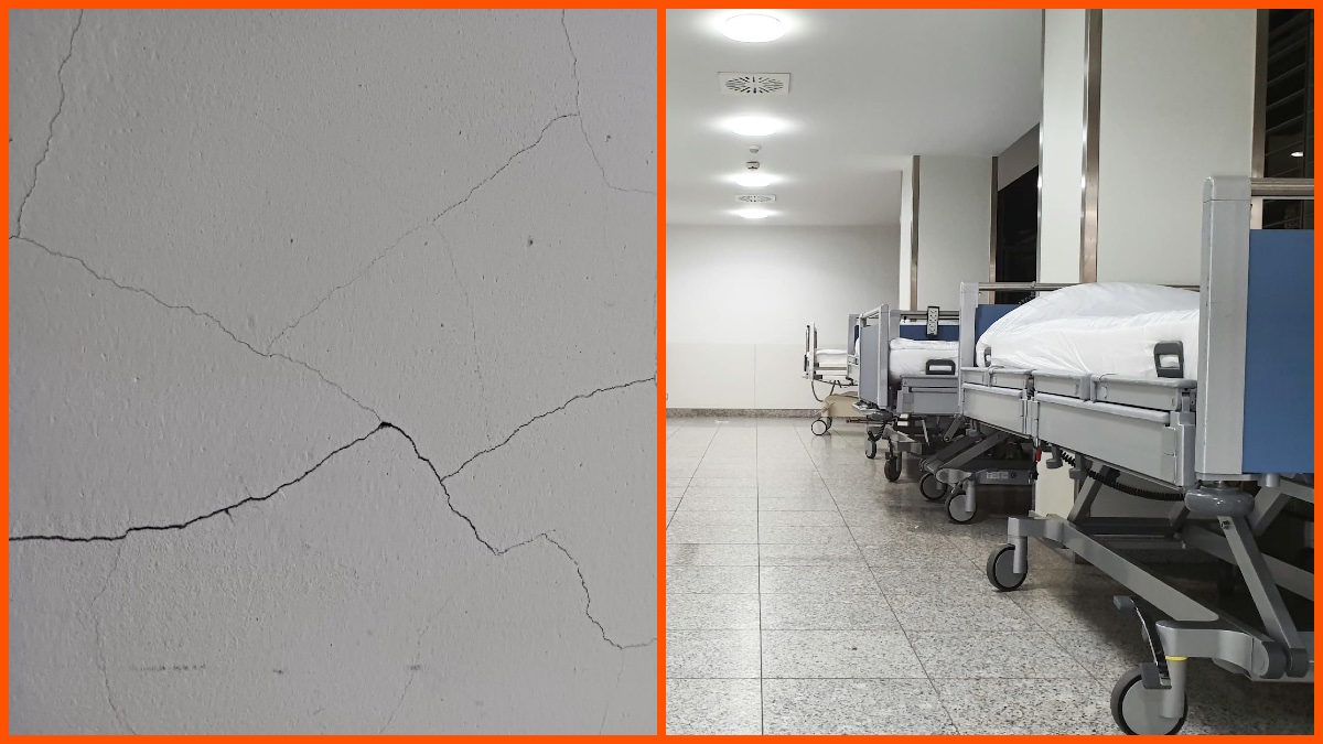 Crack in wall, hospital bed, Images by adrian vieriu on Pexels, Mr Thinktank, CC BY 2.0.