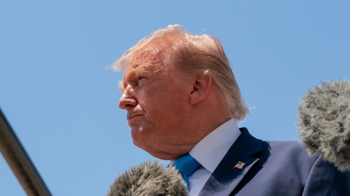 U.S. President Donald Trump speaks to reporters after departing Air Force One on May 20, 2026 at Joint Base Andrews, Maryland. Trump is returning to Washington after delivering the commencement address at the United States Coast Guard Academy. (Photo by Chip Somodevilla/Getty Images)