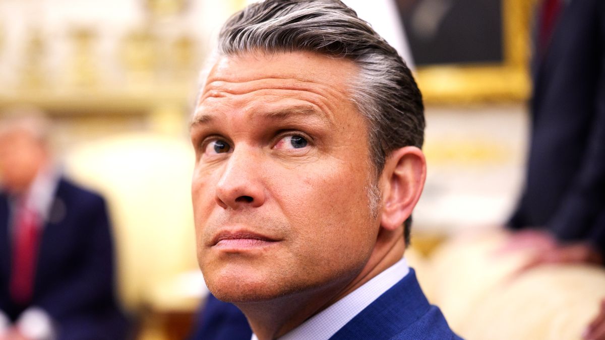 Secretary of War Pete Hegseth attends a meeting with U.S. President Donald Trump and Prime Minister of Iraq Ali al-Zaidi in the Oval Office of the White House on July 14, 2026 in Washington, DC. In his first foreign trip since taking office, Zaidi is visiting the White House to hold talks on U.S. investment into the Iraqi economy amid instability in the region. (Photo by Andrew Harnik/Getty Images)