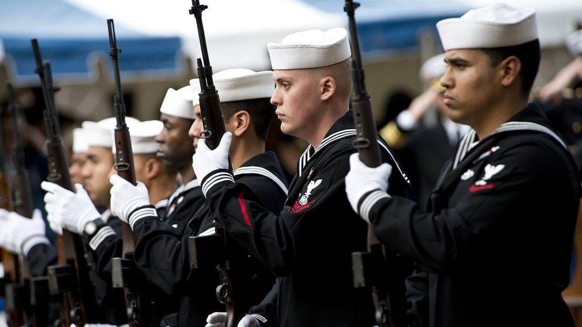 Members of the Honor Guard prepare for the 21 Gun Salute