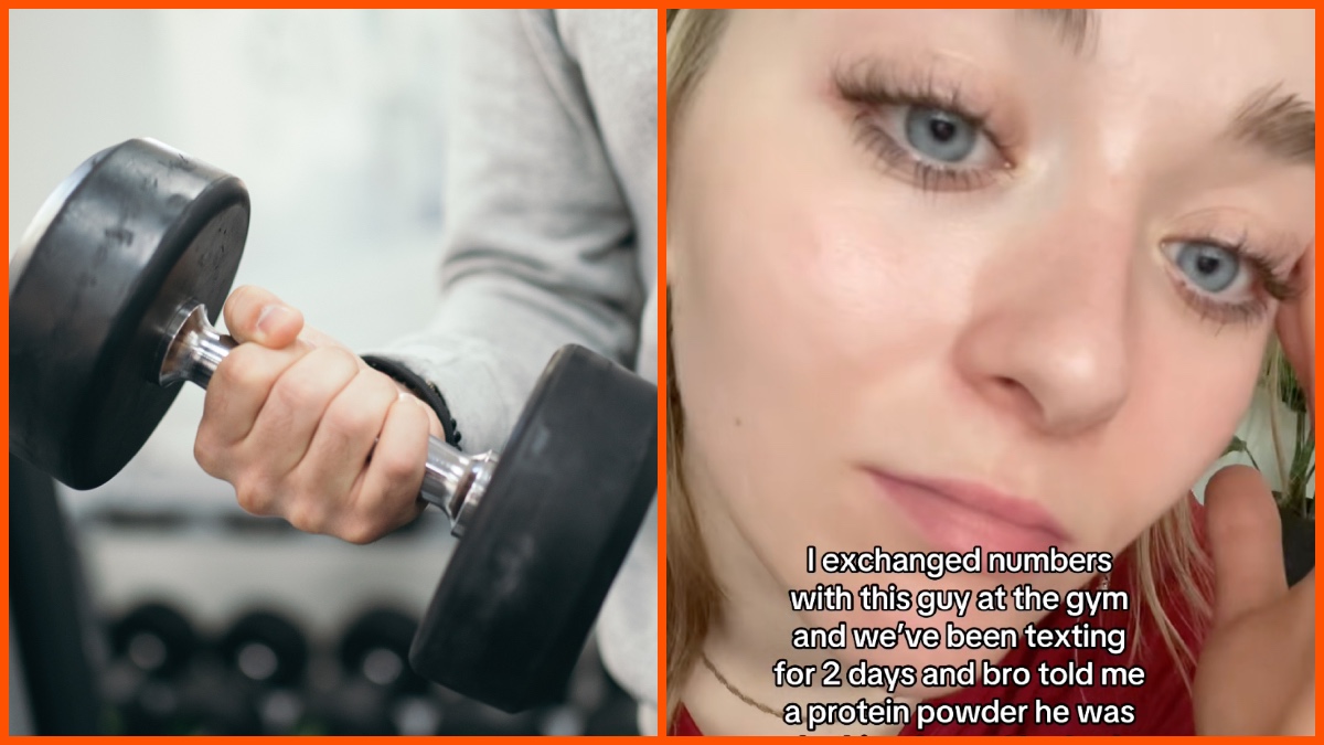 Close-up Hand holding dumbbell in gym Image by Nenad Stojkovic, CC BY 2.0. Via Wikimedia Commons., Jess Lifts (@jess.fitness.111) via TikTok