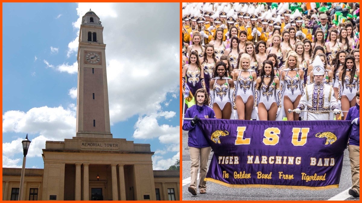 Louisiana State University Image by Kkmurray, CC BY-SA 3.0. Via Wikimedia Commons, Image by infomatique, CC BY-SA 2.0.