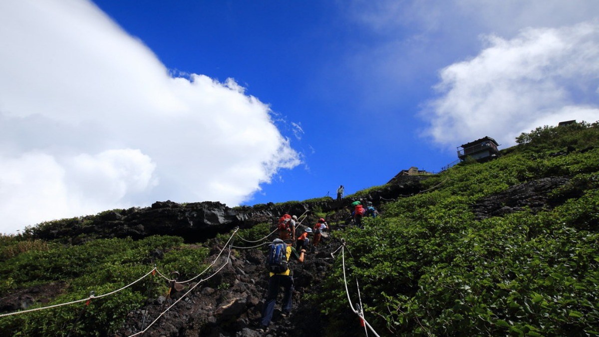 Hikers on Mount Fuji