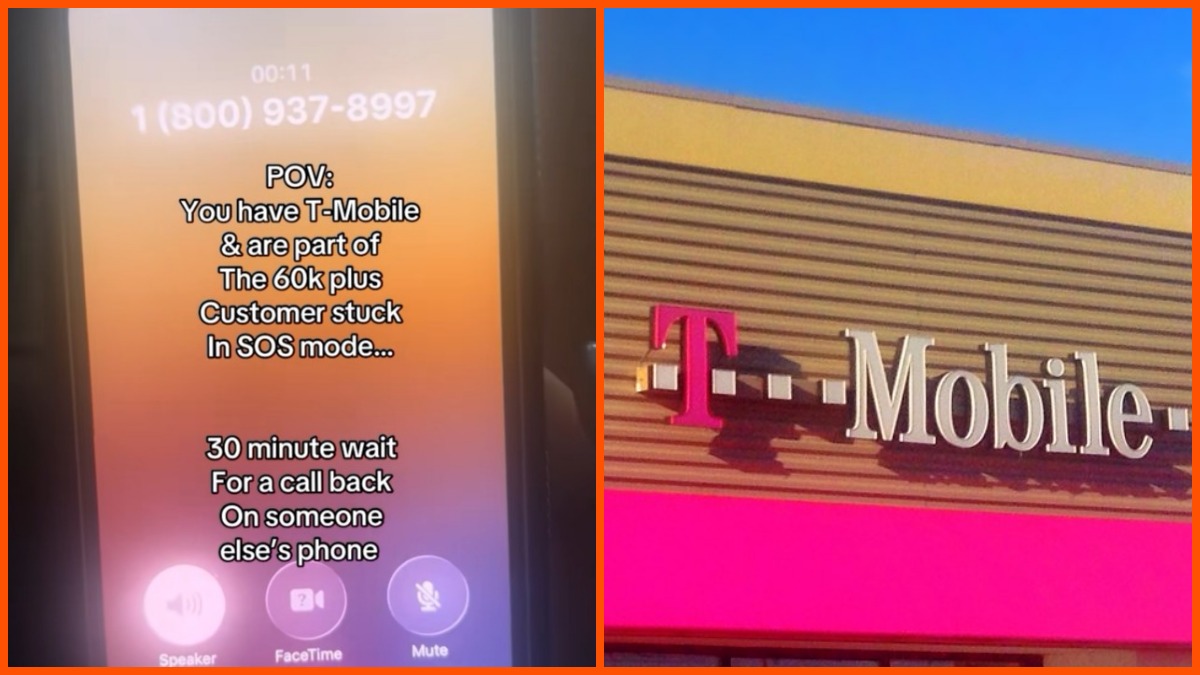 Kara illustrating her issues during the T-Mobile outage & a T-Mobile store