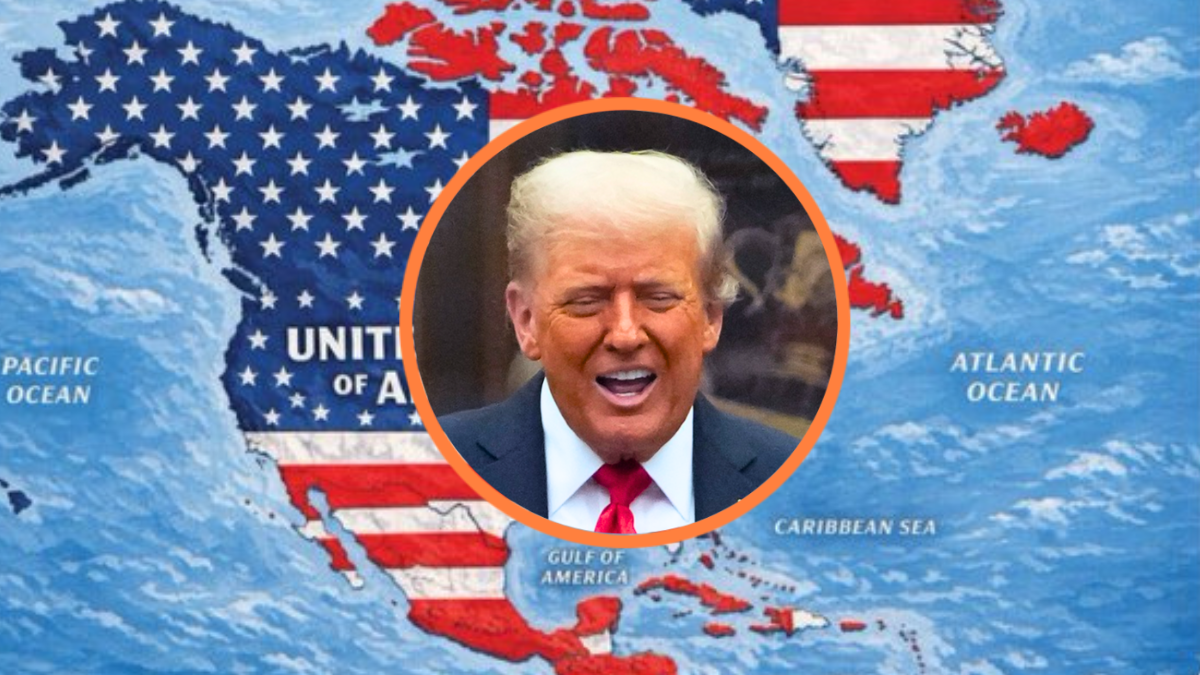 Donald Trump with North American map