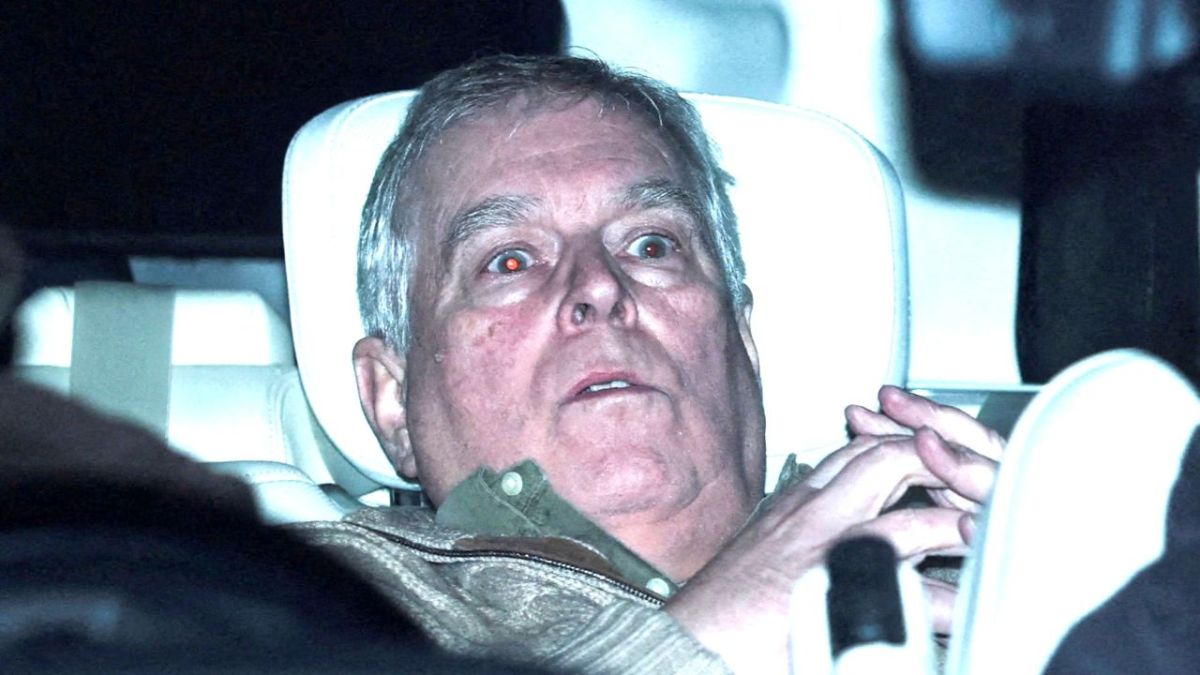 Andrew Mountbatten Windsor, younger brother of Britain’s King Charles, formerly known as Prince Andrew, leaves Aylsham Police Station on a vehicle, on the day he was arrested on suspicion of misconduct in public office, after the U.S. Justice Department released more records tied to the late financier and convicted sex offender Jeffrey Epstein, in Aylsham, Britain, February 19, 2026. REUTERS/Phil Noble