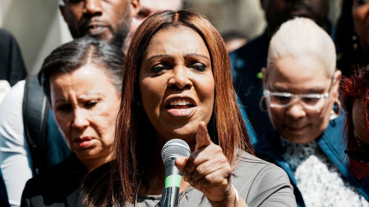 New York Attorney General Letitia James speaks during a vigil for a 7-month-old girl who was shot dead in suspected gang-related gunfire, according to New York City officials, in New York City, U.S. April 4, 2026. REUTERS/Eduardo Munoz/File Photo