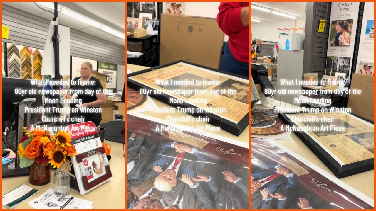 Ohio influencer brings Donald Trump artwork to a Michaels store for custom frami...