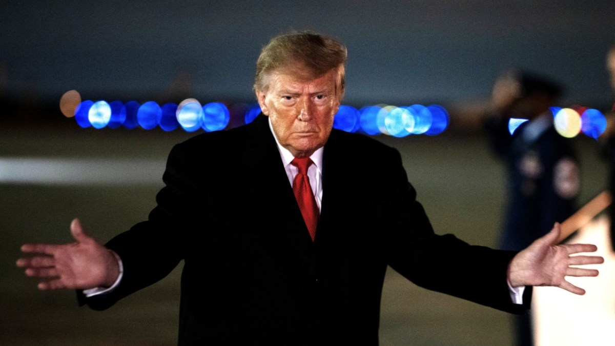 Donald Trump on an airport runway