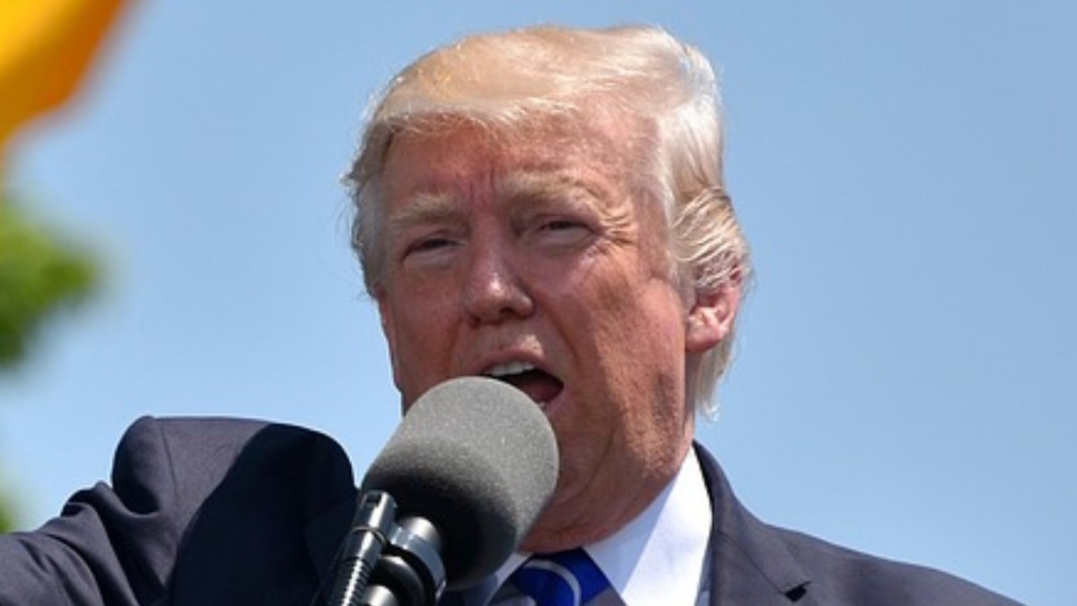 Donald Trump delivers a speech